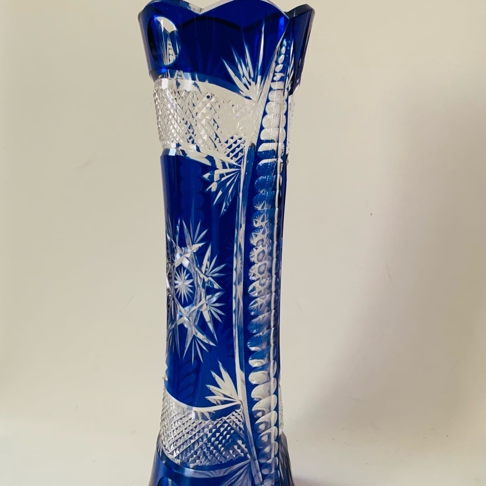 Vintage Cobalt Blue Crystal Vase